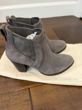 UGG Gray Suede Chelsea Ankle Boots with Block Heel